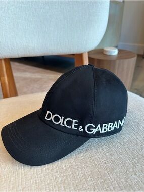 Dolce & Gabbana Black Baseball Cap with White Logo Embroidery